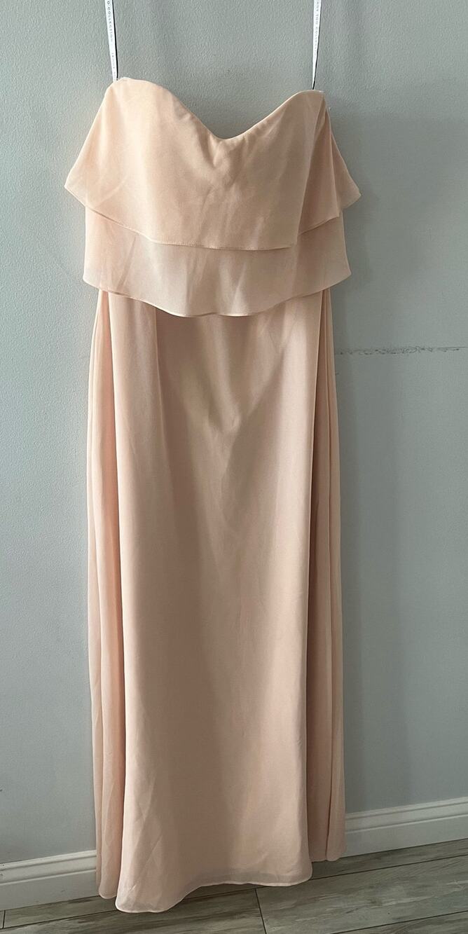 Jenny Yoo Dress Women's 6 Olivia Bridesmaid Strapless Chiffon Floor Length Blush